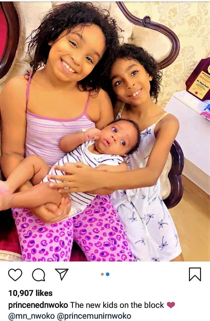 Photos : Prince Ned Nwoko SHOWS OFF HIS YOUNGEST CHILDREN.